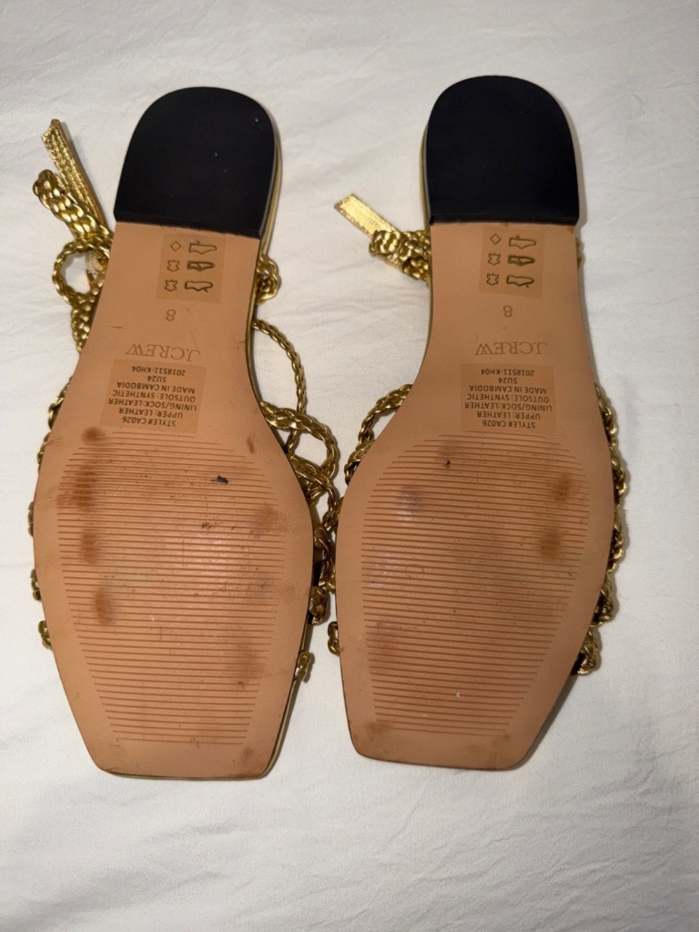 J. Crew Metallic Gold Braided Strappy Sandals - Picture 2 of 2